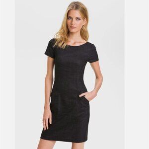 Theory Nuriana Raetia Stretch Virgin Wool Charcoal Gray Sheath Dress Pockets 12